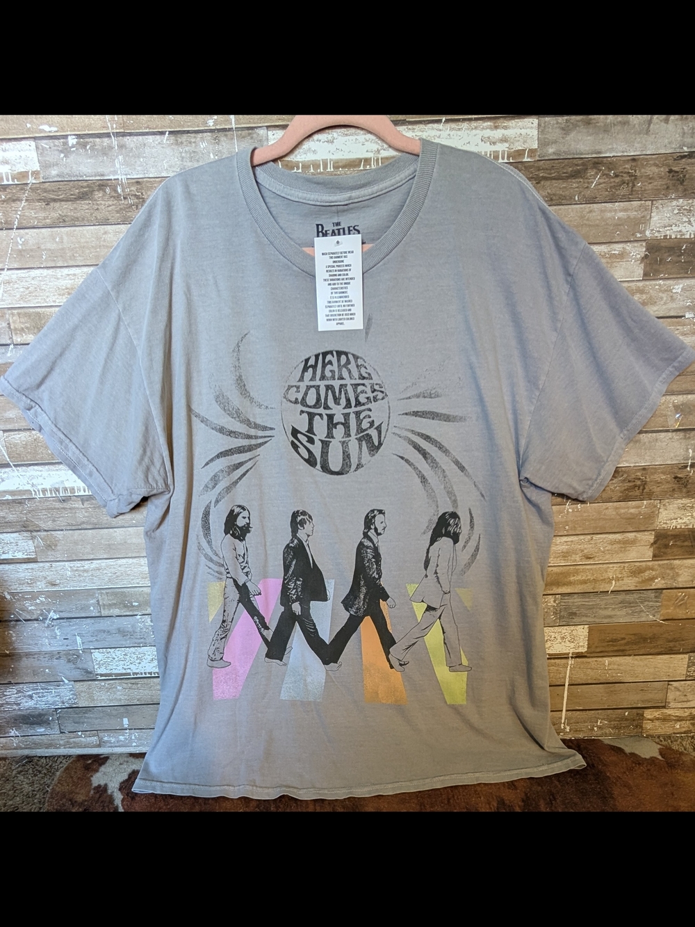 NWT The Beatles Here Comes The Sun Graphic Gray Tee